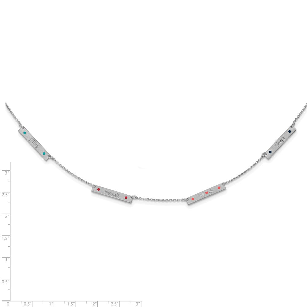 Sterlingsilber Rhodiniert Gebürstet 4 Station Epoxid Dots Halskette