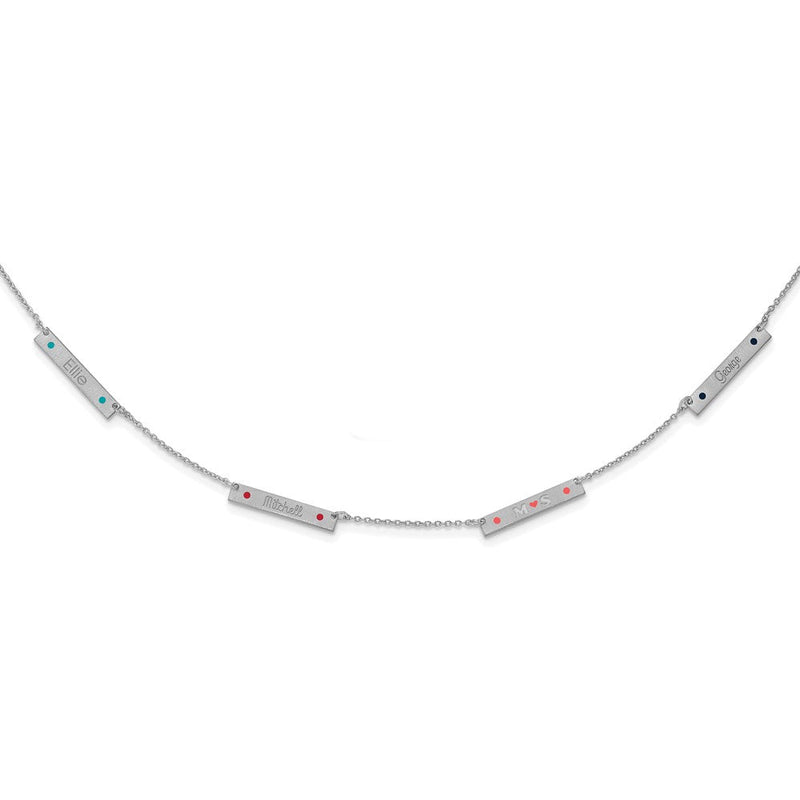 14K Weißgold Gebürstet 4 Station Epoxid Dots Halskette