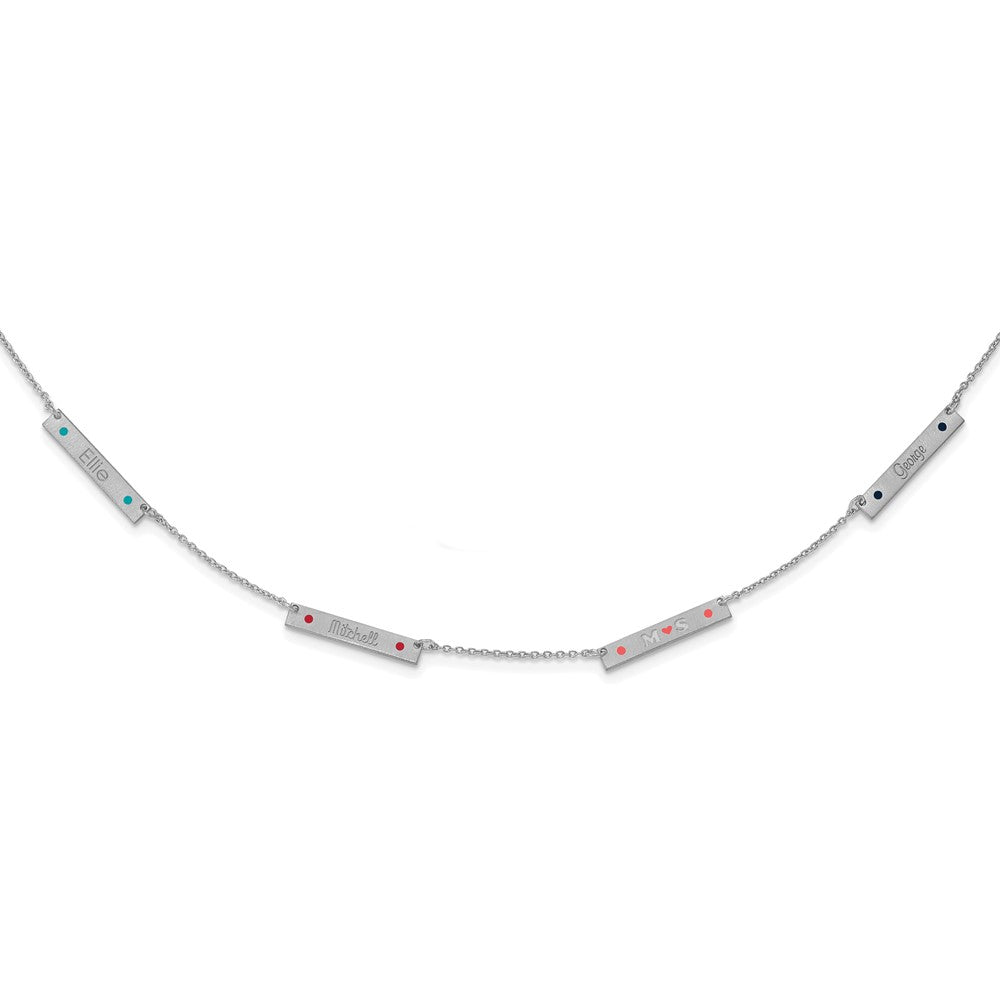 Sterlingsilber Rhodiniert Gebürstet 4 Station Epoxid Dots Halskette