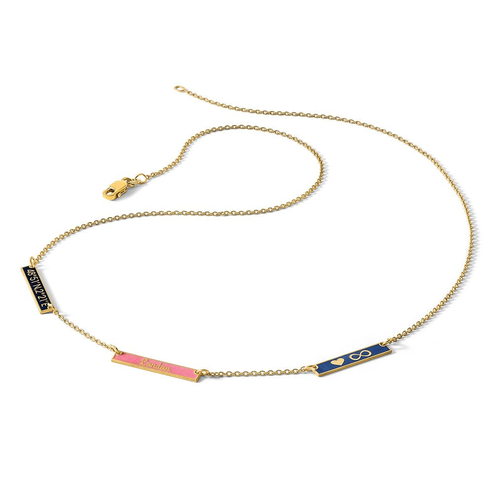 14K Gelbgold Gebürstet 3 Station Epoxid Halskette
