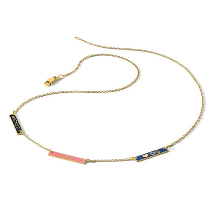 14K Gelbgold Gebürstet 3 Station Epoxid Halskette