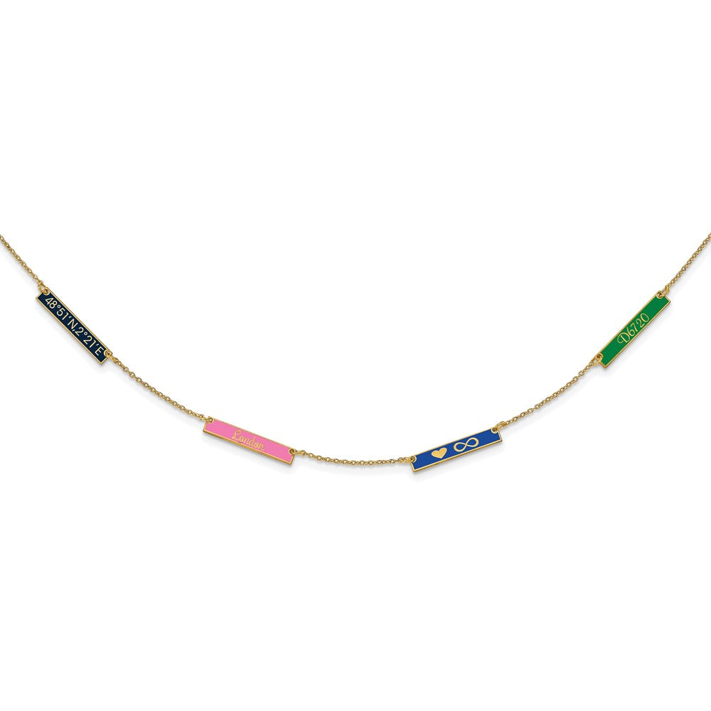 14K Gelbgold Gebürstet 4 Station Epoxid Halskette