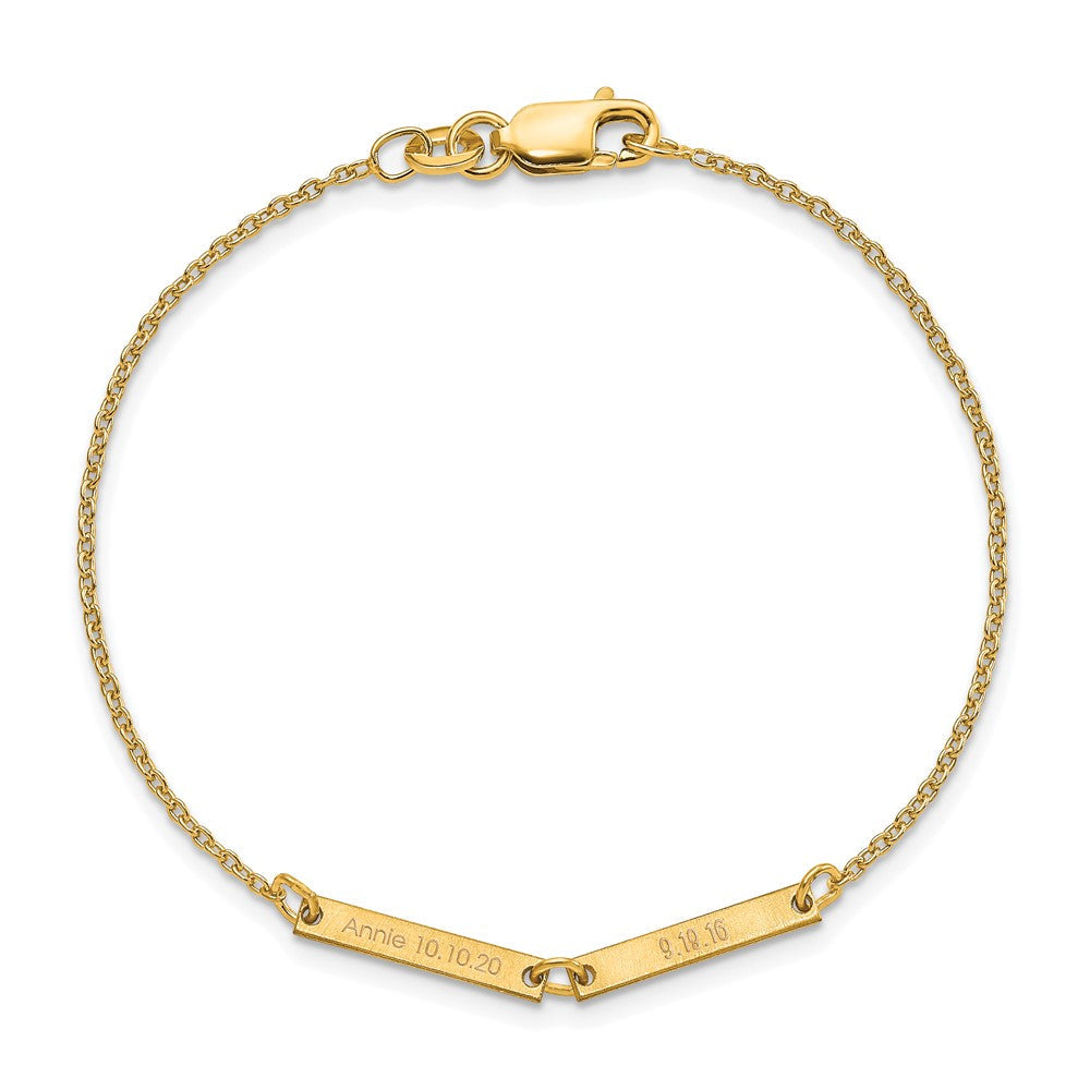 Vergoldet Sterlingsilber /gold Gebürstet 2 Station Armband