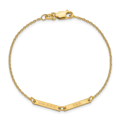 Vergoldet Sterlingsilber /gold Gebürstet 2 Station Armband