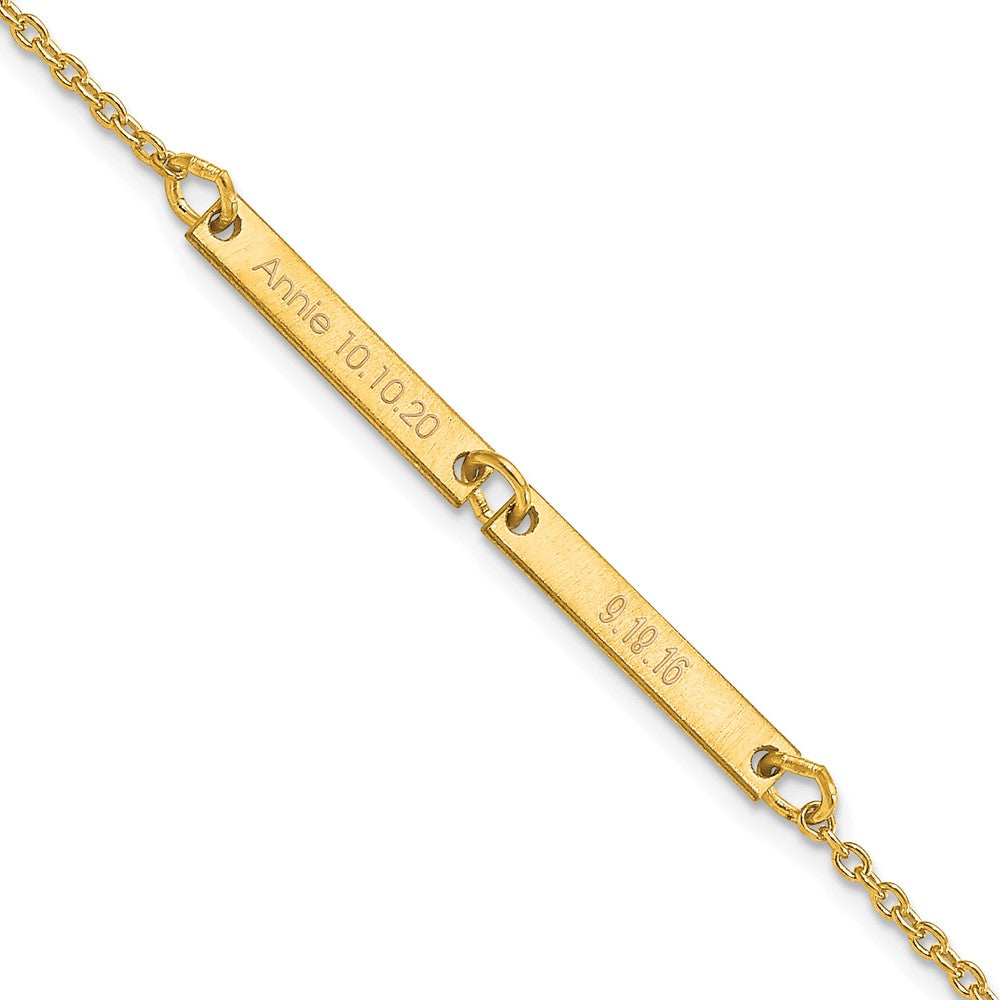 14K Gelbgold Gebürstet 2 Station Armband