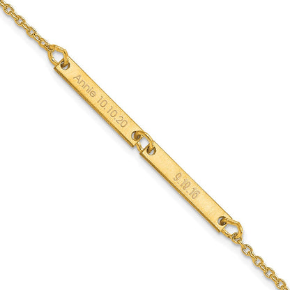 14K Gelbgold Gebürstet 2 Station Armband