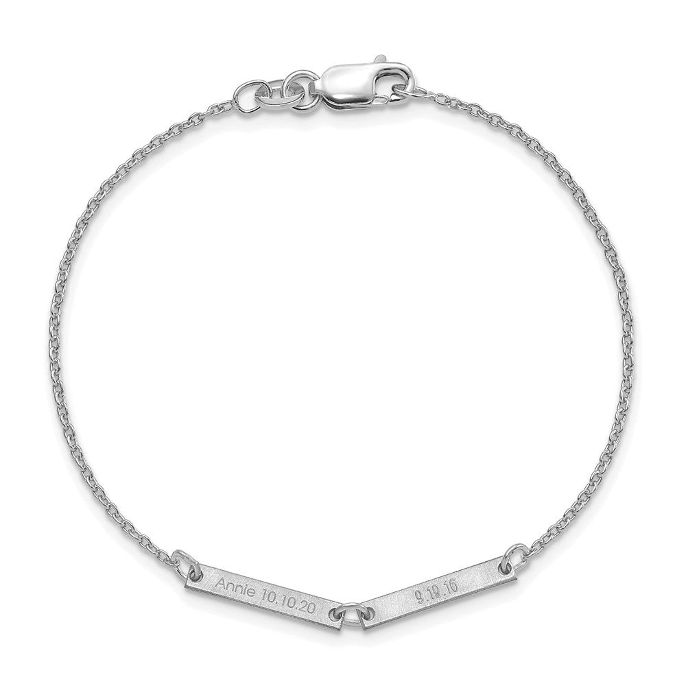 Sterlingsilber Silber/rhodiniert Gebürstet 2 Station Armband