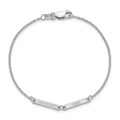Sterlingsilber Silber/rhodiniert Gebürstet 2 Station Armband