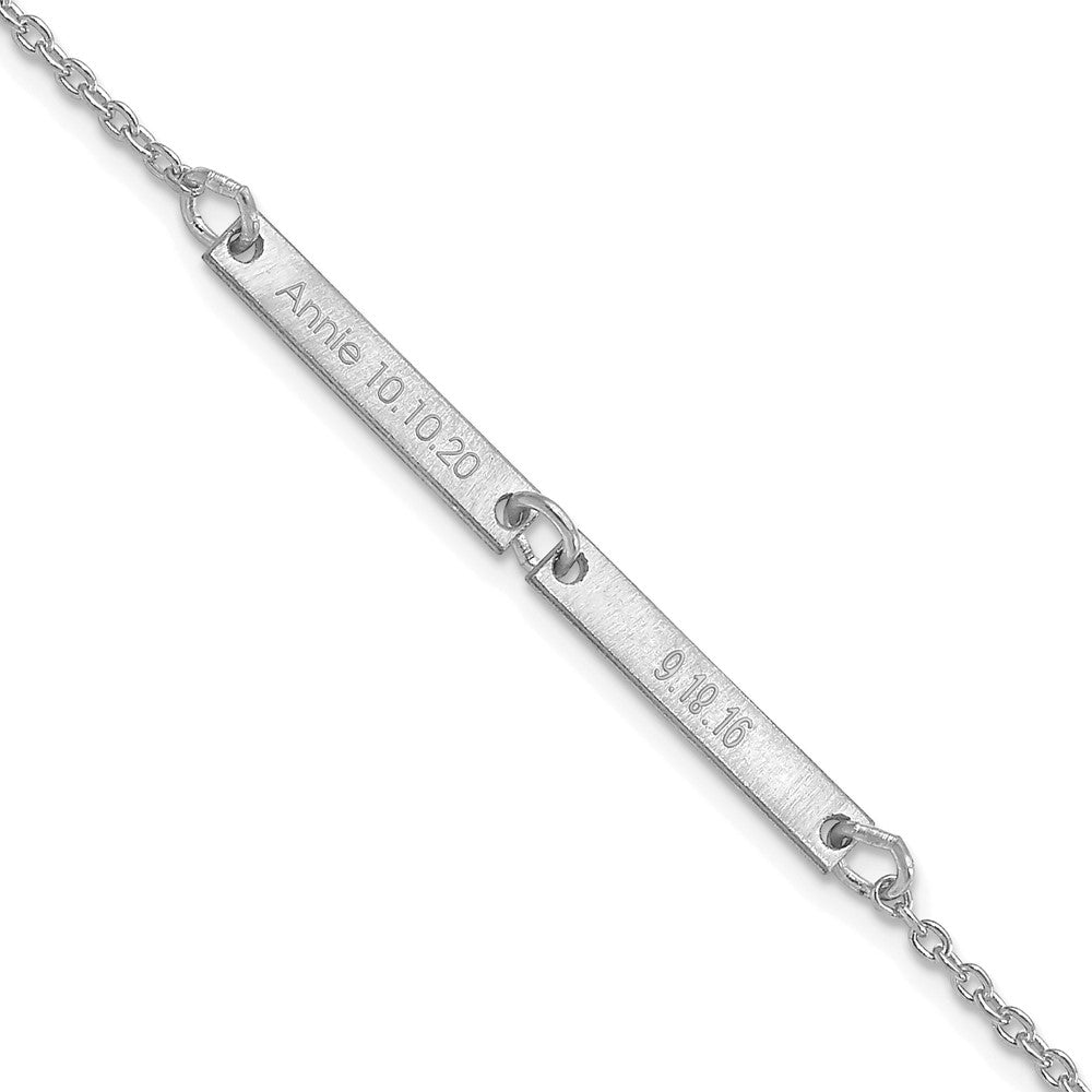14K Weißgold Gebürstet 2 Station Armband