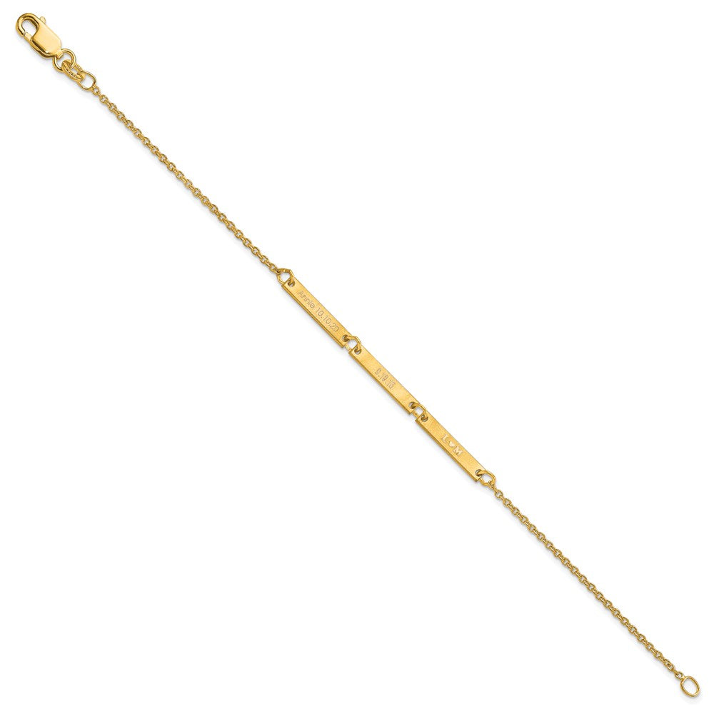 14K Gelbgold Gebürstet 3 Station Armband