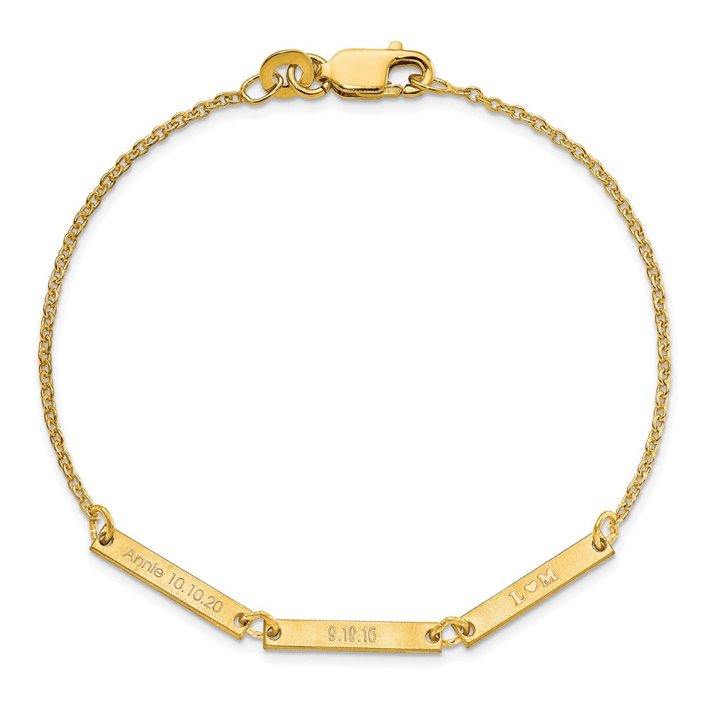 14K Gelbgold Gebürstet 3 Station Armband