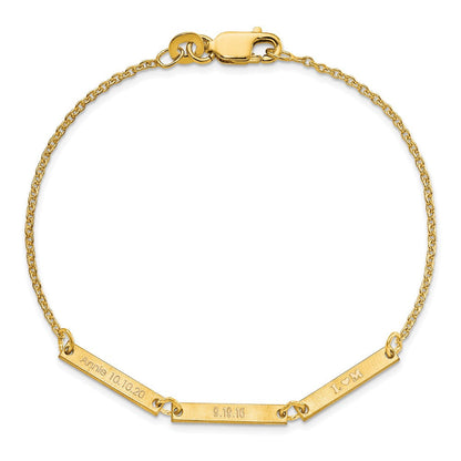 14K Gelbgold Gebürstet 3 Station Armband