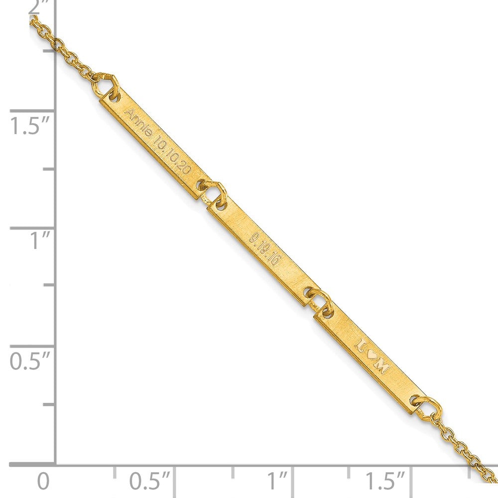 Vergoldet Sterlingsilber /gold Gebürstet 3 Station Armband