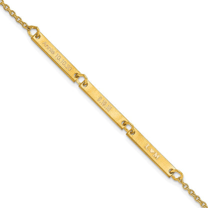 14K Gelbgold Gebürstet 3 Station Armband