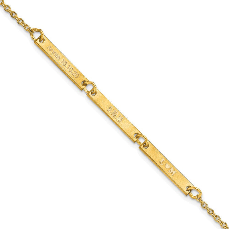 Vergoldet Sterlingsilber /gold Gebürstet 3 Station Armband