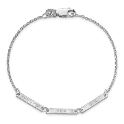 Sterlingsilber Silber/rhodiniert Gebürstet 3 Station Armband