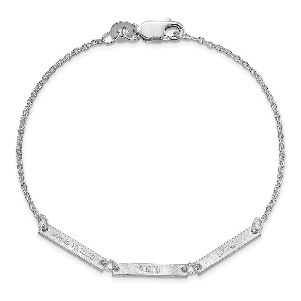 14K Weißgold Gebürstet 3 Station Armband