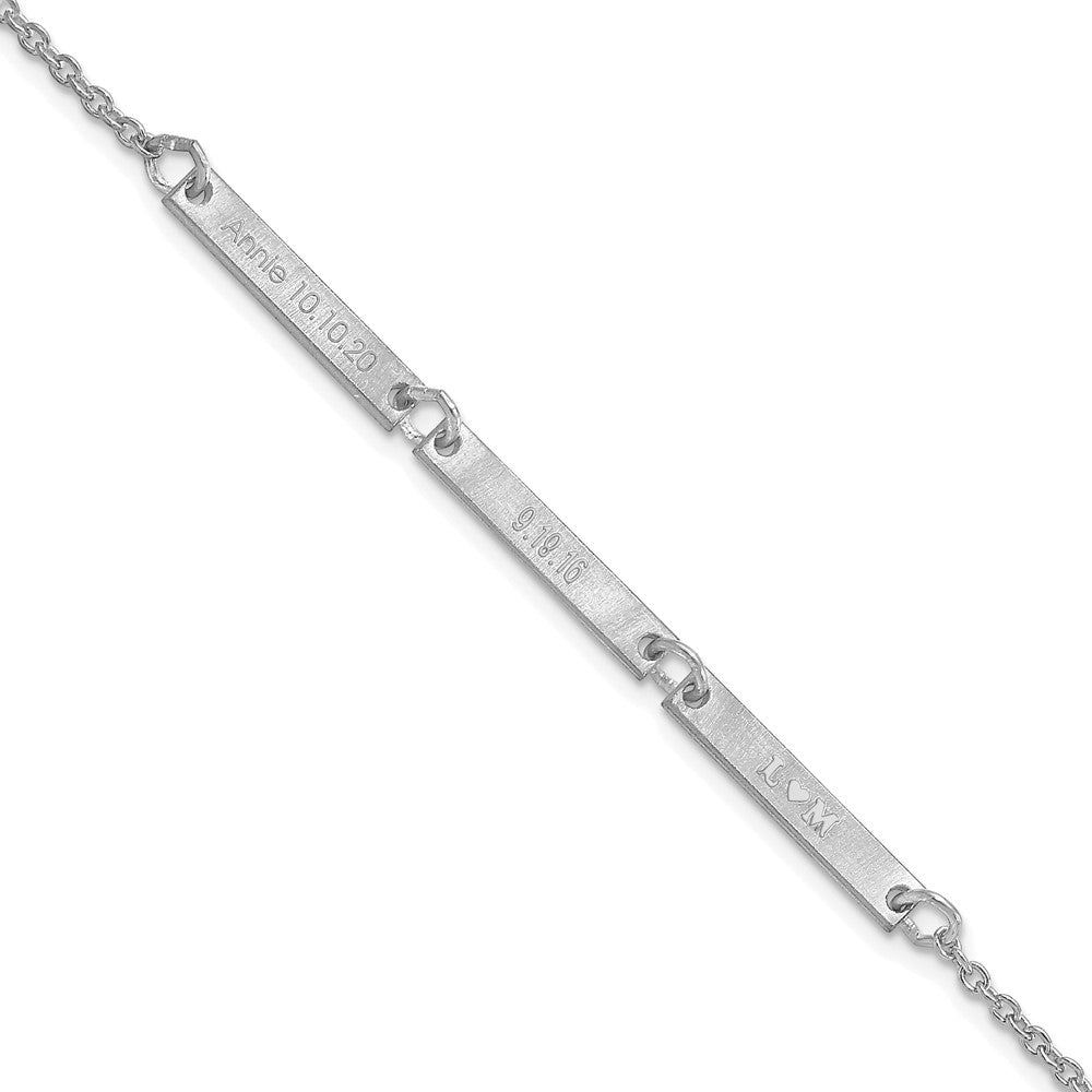 14K Weißgold Gebürstet 3 Station Armband
