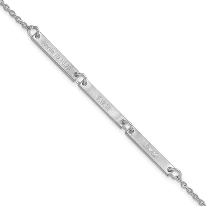14K Weißgold Gebürstet 3 Station Armband