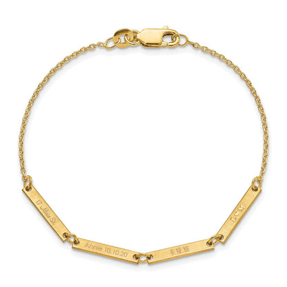 Vergoldet Sterlingsilber /gold Gebürstet 4 Station Armband