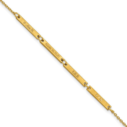 14K Gelbgold Gebürstet 4 Station Armband