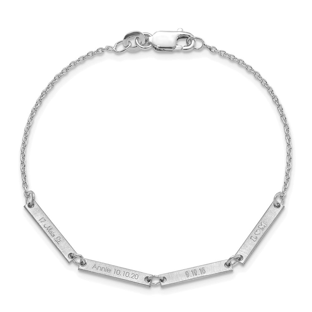 Sterlingsilber Silber/rhodiniert Gebürstet 4 Station Armband