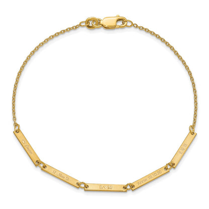 Vergoldet Sterlingsilber /gold Gebürstet 4 Station Armband