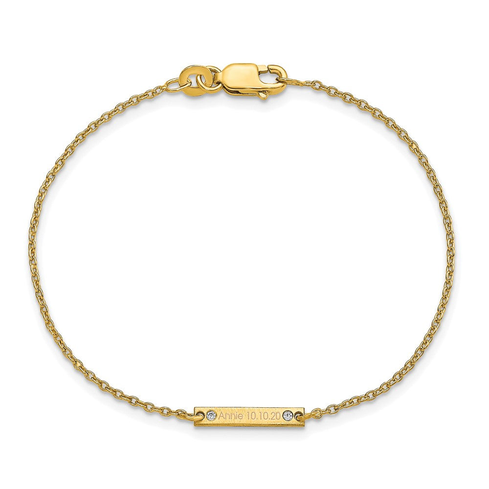 Vergoldet Gebürstet 1 Station Diamanten Armband