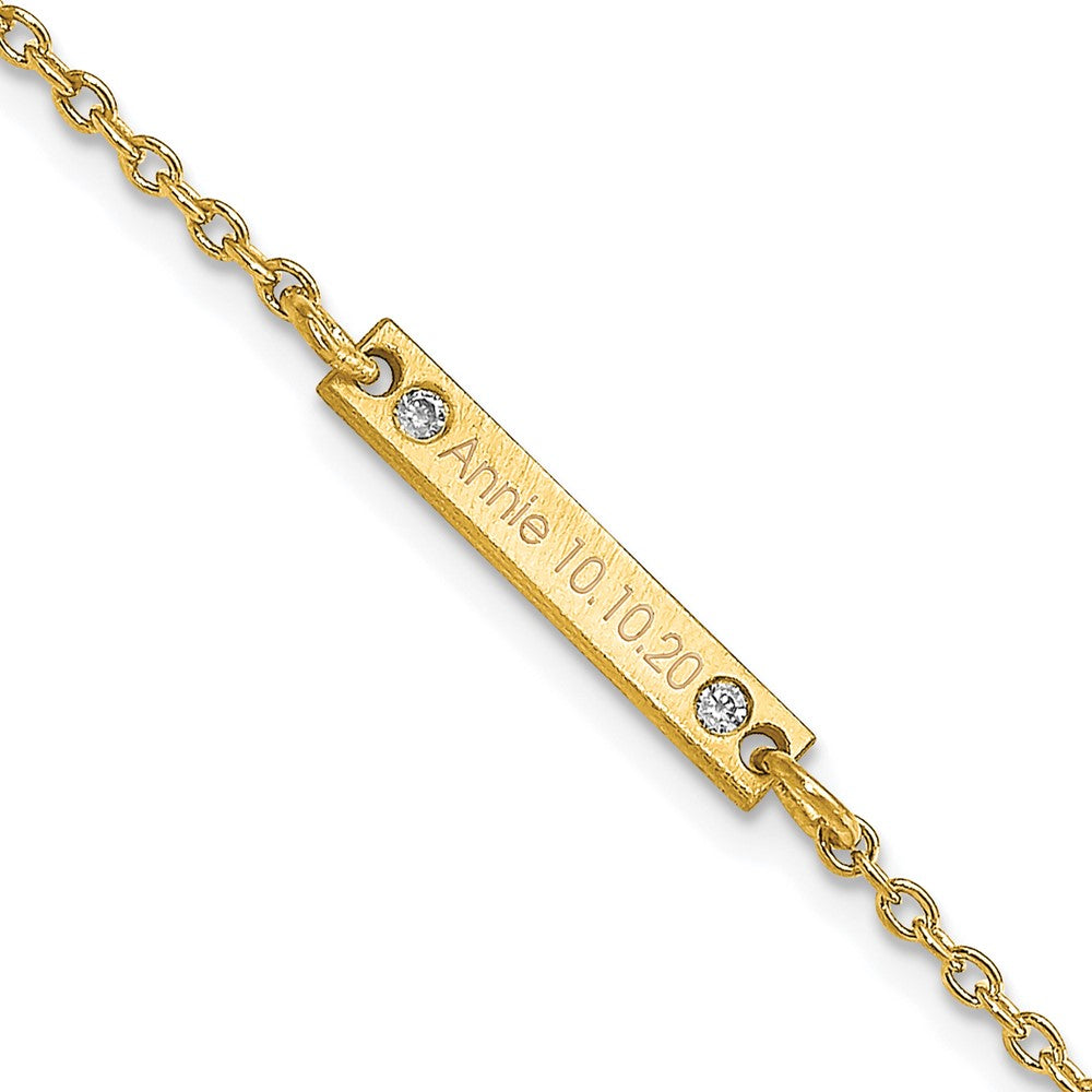 14K Gelbgold Gebürstet 1 Station Diamanten Armband