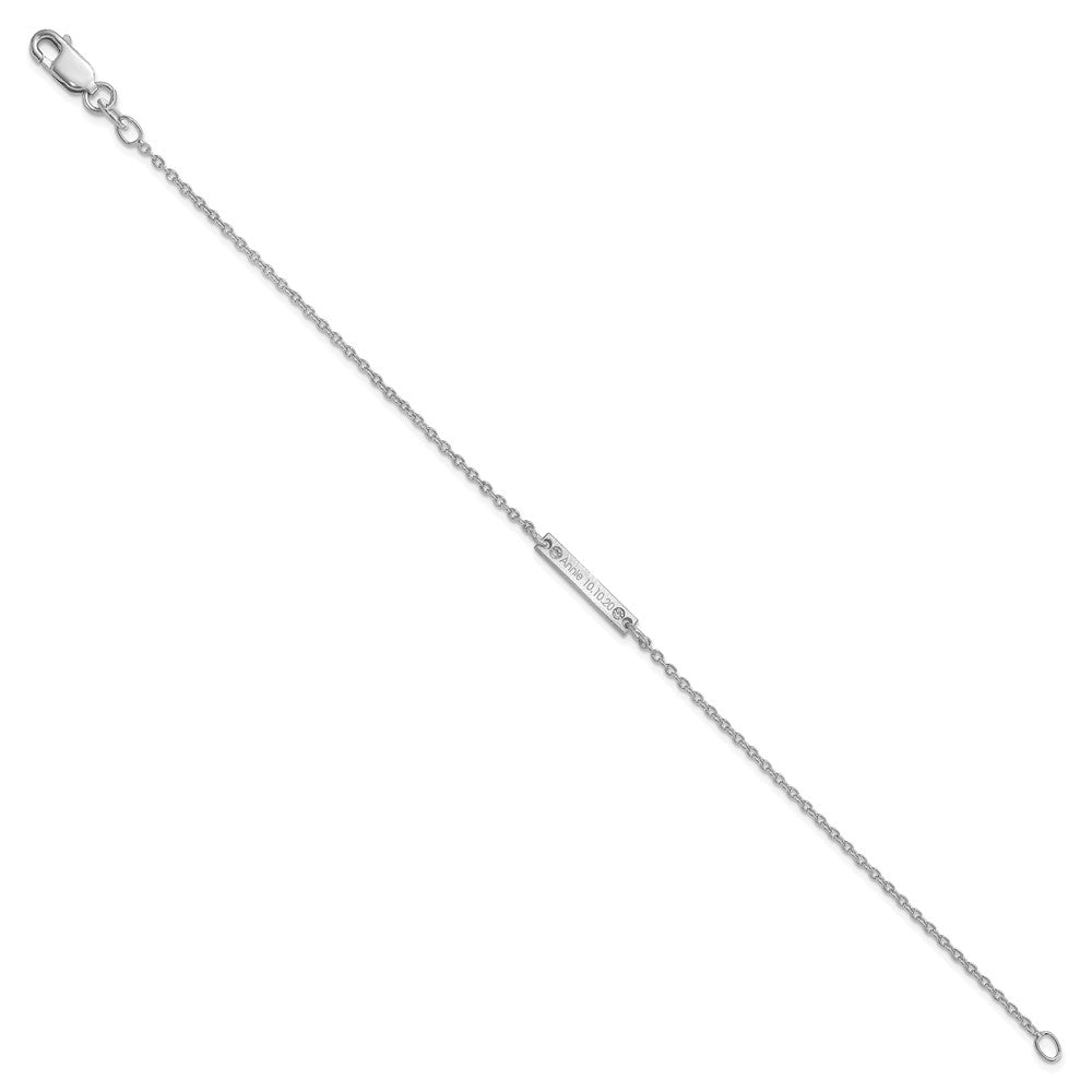 Sterlingsilber Rhodiniert Gebürstet 1 Station Diamanten Armband