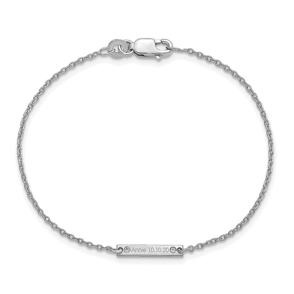 Sterlingsilber Rhodiniert Gebürstet 1 Station Diamanten Armband