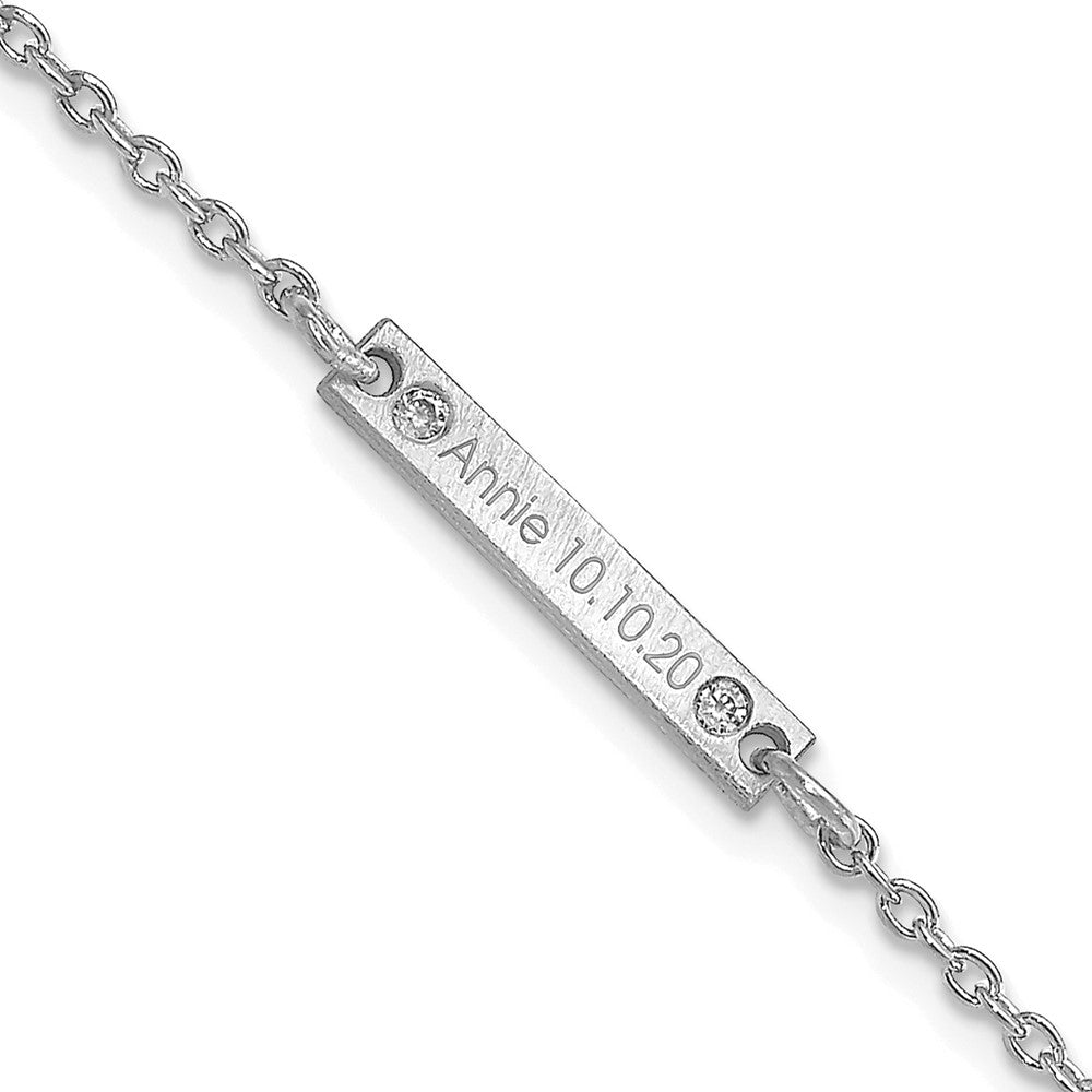 Sterlingsilber Rhodiniert Gebürstet 1 Station Diamanten Armband