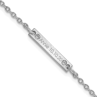 Sterlingsilber Rhodiniert Gebürstet 1 Station Diamanten Armband