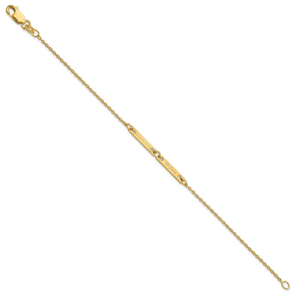 14K Gelbgold Gebürstet 2 Station Diamanten Armband