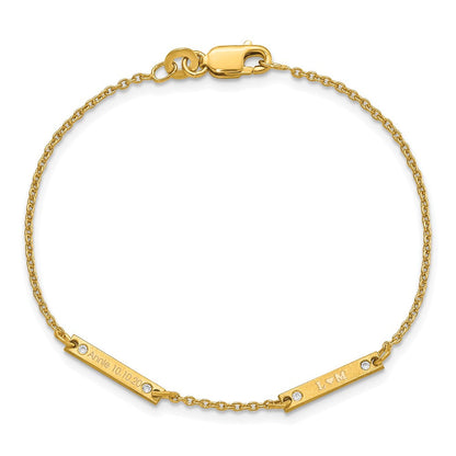 Vergoldet Gebürstet 2 Station Diamanten Armband