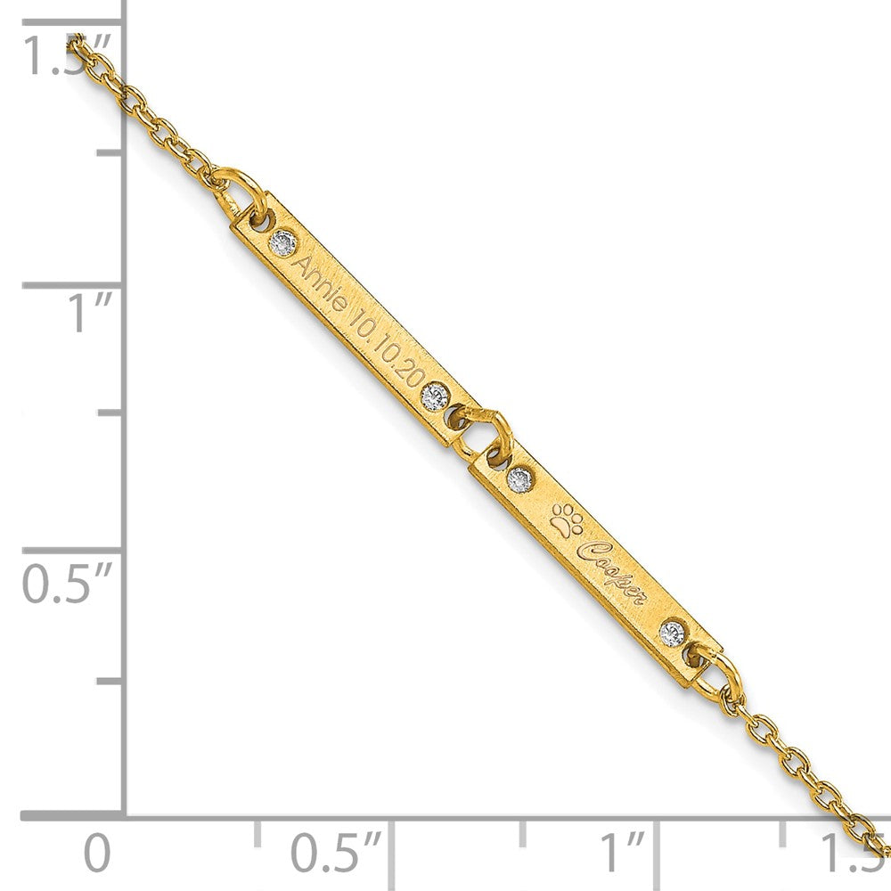 14K Gelbgold Gebürstet 2 Station Diamanten Armband