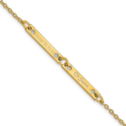 14K Gelbgold Gebürstet 2 Station Diamanten Armband