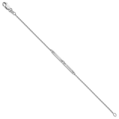 Sterlingsilber Rhodiniert Gebürstet 2 Station Diamanten Armband