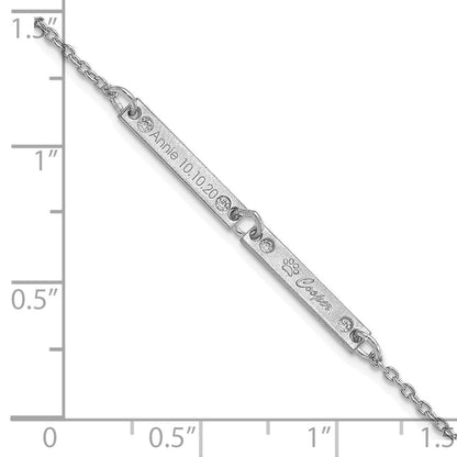 Sterlingsilber Rhodiniert Gebürstet 2 Station Diamanten Armband