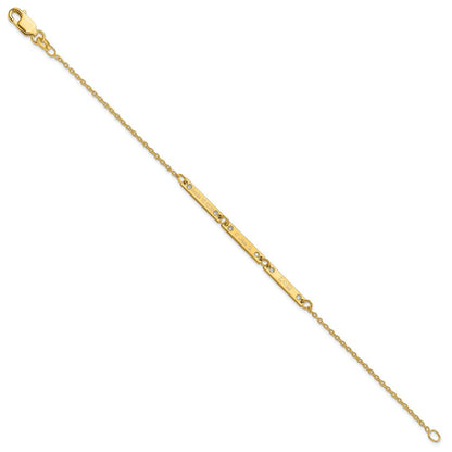 14K Gelbgold Gebürstet 3 Station Diamanten Armband