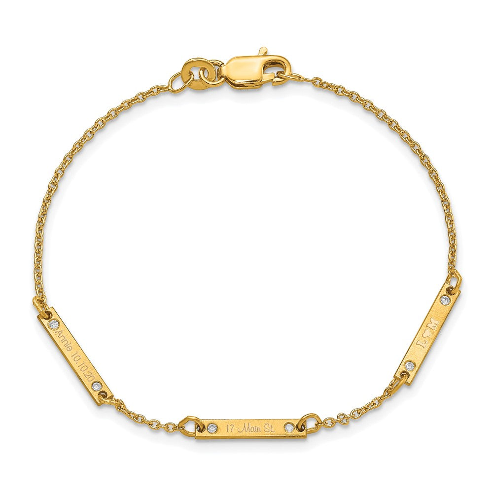 Vergoldet Gebürstet 3 Station Diamanten Armband