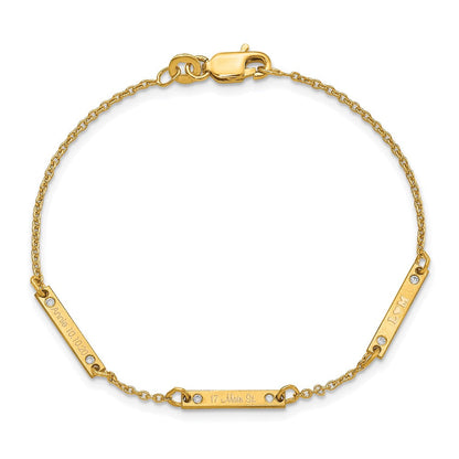 Vergoldet Gebürstet 3 Station Diamanten Armband
