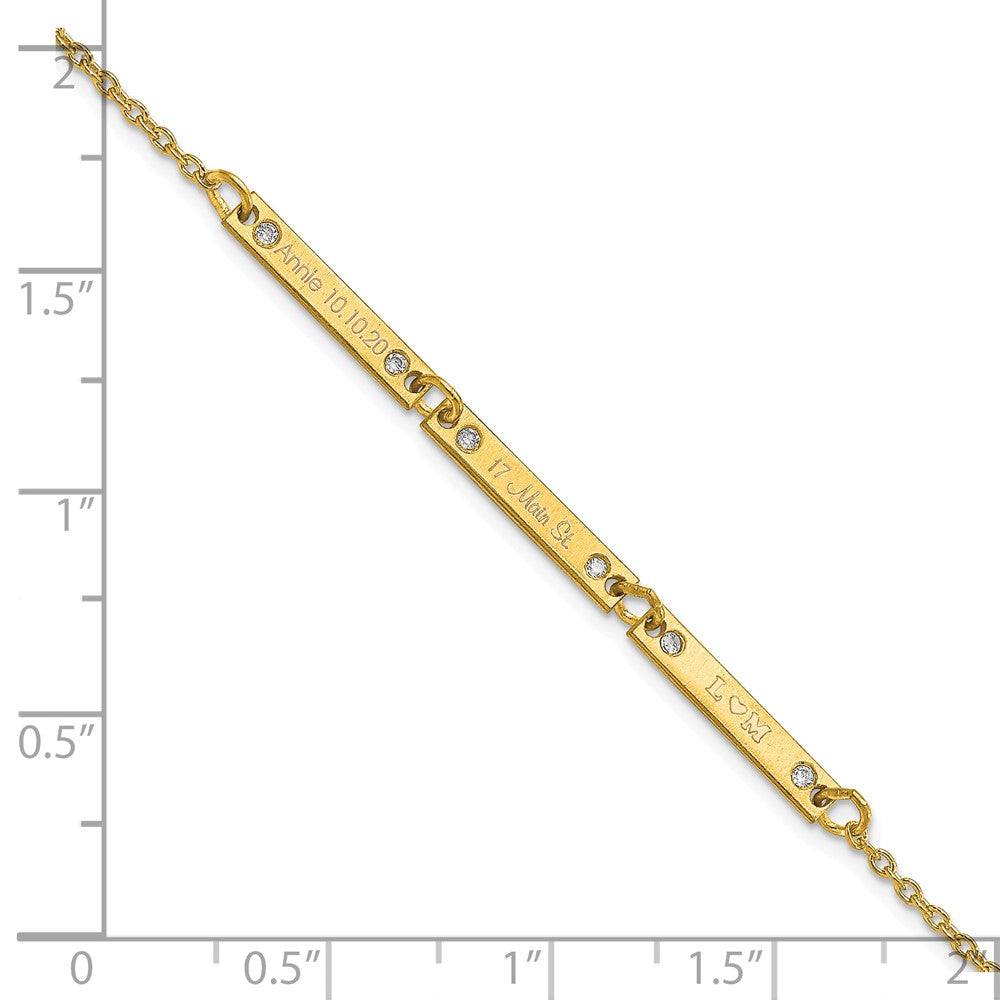 14K Gelbgold Gebürstet 3 Station Diamanten Armband