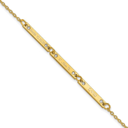 14K Gelbgold Gebürstet 3 Station Diamanten Armband