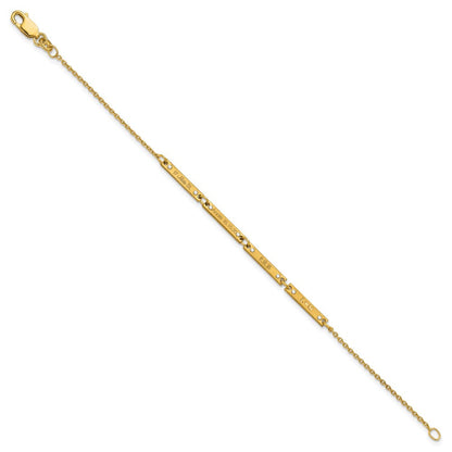 14K Gelbgold Gebürstet 4 Station Diamanten Armband