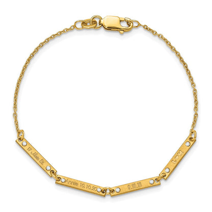 14K Gelbgold Gebürstet 4 Station Diamanten Armband