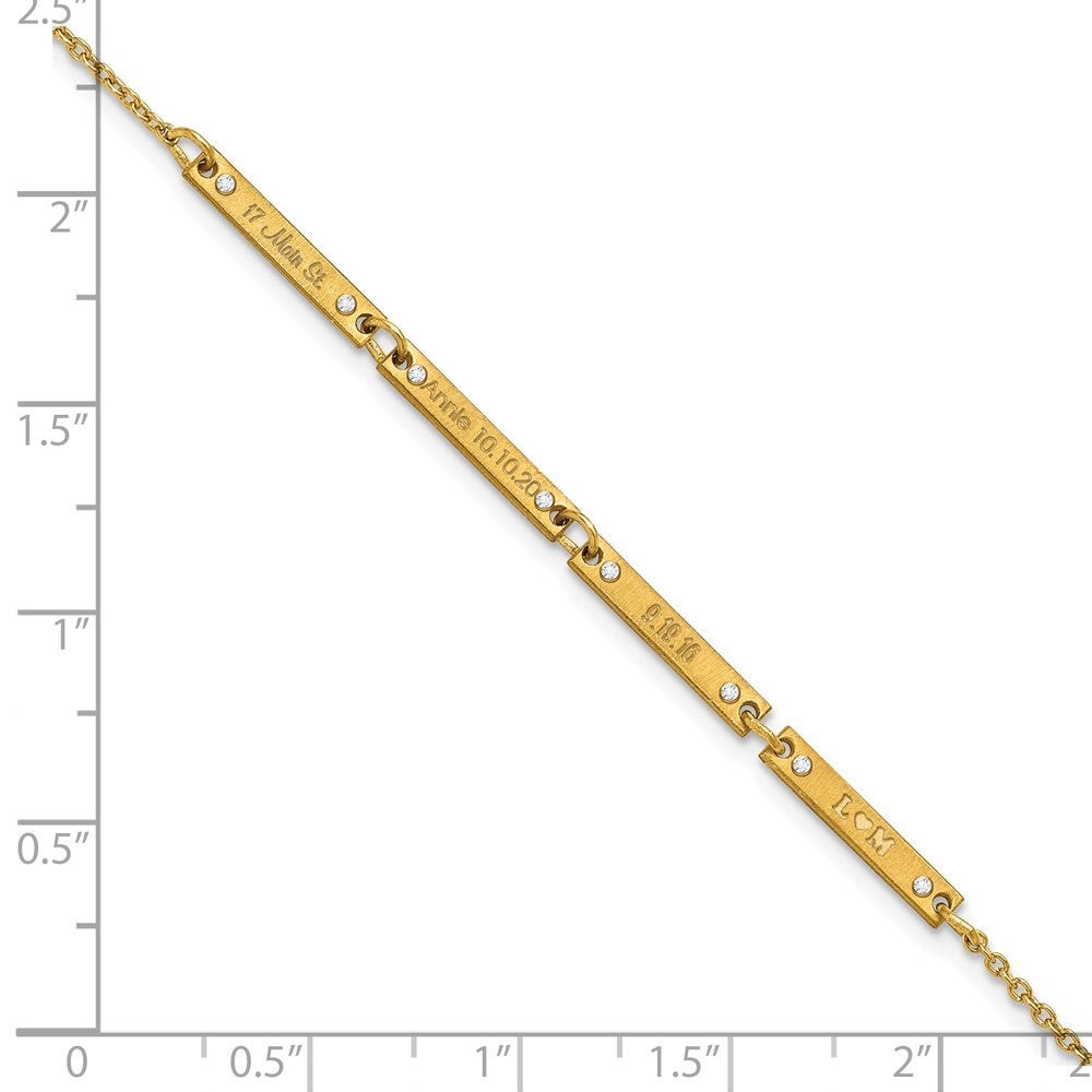 14K Gelbgold Gebürstet 4 Station Diamanten Armband