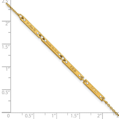 14K Gelbgold Gebürstet 4 Station Diamanten Armband