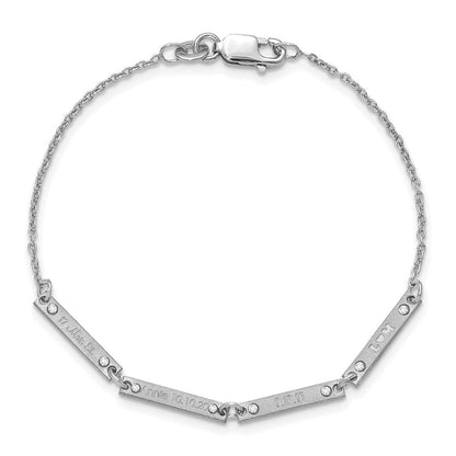 Sterlingsilber Rhodiniert Gebürstet 4 Station Diamanten Armband