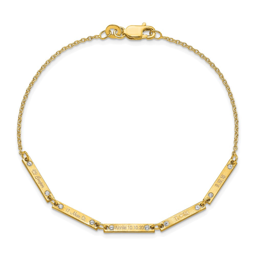 Vergoldet Gebürstet 5 Station Diamanten Armband
